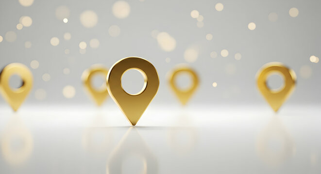 Locating Points with Golden Map Markers on White Surface