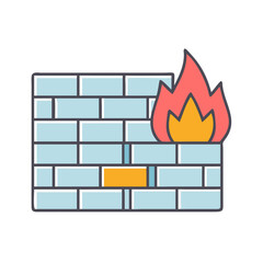 Poster - Firewall security protection system network safety internet brick wall flame protection concept design