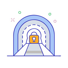 Poster - Secure tunnel network connection with padlock for data privacy and protection concept design