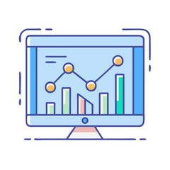 Poster - Analyzing data charts and graphs on computer screen for business intelligence and insights