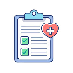 Poster - Medical clipboard with heart and check marks for healthcare and patient information form