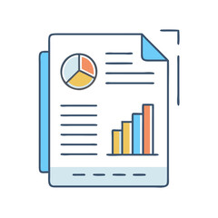 Poster - Business report document with pie chart and bar graph for data analysis and presentation use case