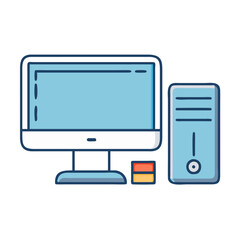 Fototapete - Illustration of desktop computer pc workstation technology it equipment electronic device system unit
