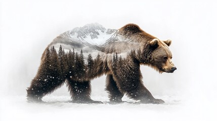 Wall Mural - majestic bear, winter wonderland