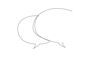 Poster - Animation of continuous line drawing two stacked callouts, one of which has a heart symbol. Expression of feelings. National Screenwriters Day. One line self drawing animated. Full length motion