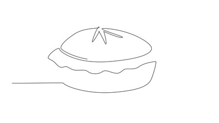 Poster - animation of continuous line drawing pie seen from the side. fresh from the oven. enjoy immediately 
