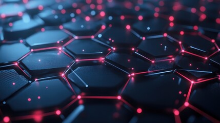 Poster - Abstract hexagonal network with glowing connections.