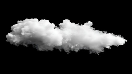 Poster - White Fluffy Cloud Isolated on Black Background