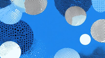 Poster - Abstract blue background with overlapping dotted circles.