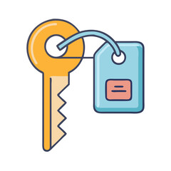 Poster - isolated door key with tag vector illustration for security access and house safety concept