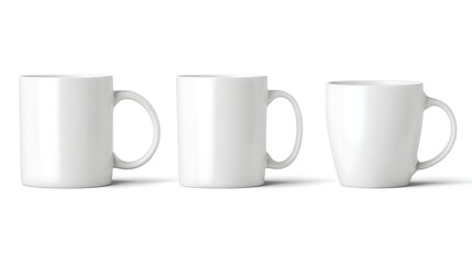 Aufkleber - Set of white ceramic mugs with different shapes, side view isolated on transparency background