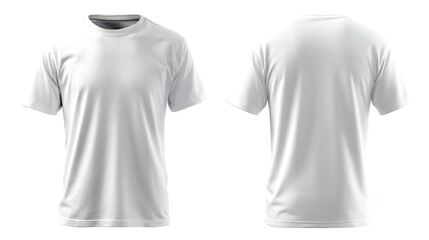 Aufkleber - Set of front and back view of white plain t, shirt mockup isolated on white background, casual wear design and fabric texture