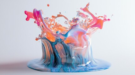 Poster - Colorful liquid splash forming a crown shape against a white background.