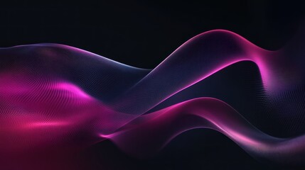 Poster - Abstract pink and purple flowing wave on dark background.