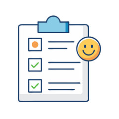 Poster - Checklist task management project planning to do list with check marks and happy face icon concept
