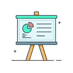 Poster - Presentation board with pie chart and data lines for business meeting and analysis report