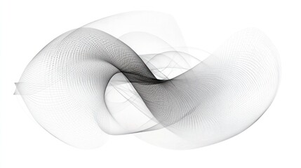 Poster - Abstract grayscale wave design, swirling lines and curves on white background.
