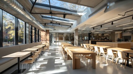 Poster - The new canteen showcases an open design with ample seating and plenty of natural light