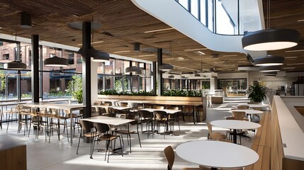 Poster - The new canteen showcases an open design with ample seating and plenty of natural light