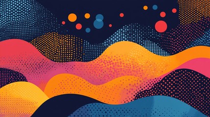 Poster - Abstract Colorful Wave Pattern Design with Dots