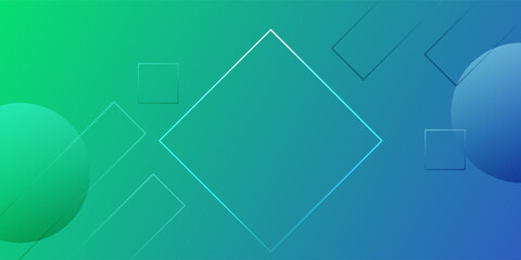 Aufkleber - Geometric Abstract Background Design. Minimal geometric background. Composition of simple geometric shapes on a blue and green background.