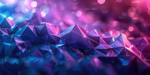 Poster - Abstract purple and pink bokeh with geometric shapes. Background image of geometric shape texture reflecting pink and purple. Digital background for technology design and print. Technology. AIG51.