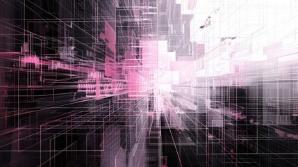 Poster - Abstract glitch movement effect on surface of digital cyber design express scene of cyberspace style. High tech pixel of data scenery in mysterious pattern perfect for wallpaper and background. AIG51.