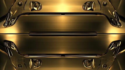 Poster - Abstract Golden Metallic Panel Design with Intricate Details