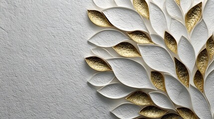 Aufkleber - Elegant geometric floral relief design featuring intricate organic patterns on wall art
