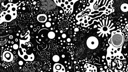 Poster - Abstract Monochrome Organic Forms: A Dynamic Black and White Design