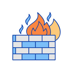 Poster - Firewall security system network protection internet safety data encryption cyber security shield brick wall