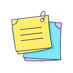 Poster - Yellow and blue sticky notes vector illustration for reminders and organization tasks design element
