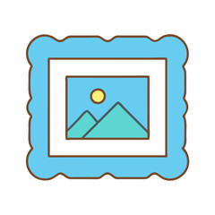 Poster - Vector illustration of a landscape painting in a decorative frame art design concept