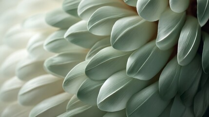 Poster - Delicate ivory petals are intricately layered, softly illuminated by natural light against a blurred green background, creating a serene and inviting atmosphere
