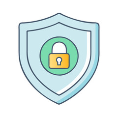 Poster - Security shield icon for protection safety and privacy with padlock and security system