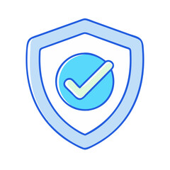 Poster - security shield with check mark vector icon for protection and verification concept design