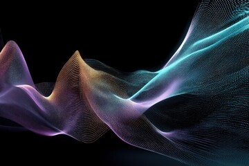 Fototapete - Abstract digital waves in soft colors displaying fluid motion and depth
