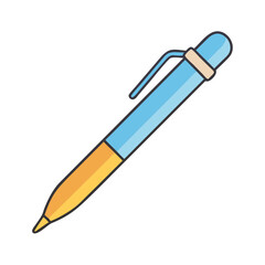 Fototapete - Illustration of blue and yellow ballpoint pen for writing and drawing office supplies concept