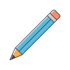 Poster - Illustration of a blue pencil for writing, drawing, and sketching with eraser on the end