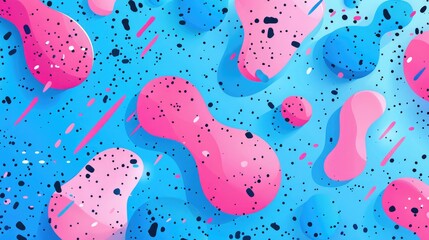 Fototapete - The close up of the abstract picture of the colourful memphis pattern wallpaper, memphis pattern is the design style that vibrant and mix of geometric shapes, bold colors, and playful patterns. AIG51.