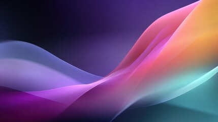Fototapete - Colorful wave patterns in abstract digital art with soft gradients and light effects