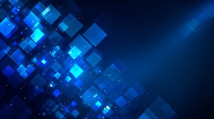 Aufkleber - Abstract glowing geometric square shape with blue gradient background. Modern digital design concept for branding, landing pages, banners, covers, flyers, headers, web, wallpaper, and presentations