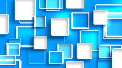 Aufkleber - Abstract glowing geometric square shape with blue gradient background. Modern digital design concept for branding, landing pages, banners, covers, flyers, headers, web, wallpaper, and presentations