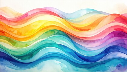 Poster - Colorful abstract watercolor waves art studio digital artwork creative environment artistic viewpoint vibrant concept for visual appeal