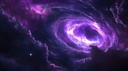 Wall Mural - vibrant purple nebula with swirling cosmic clouds and bright core.