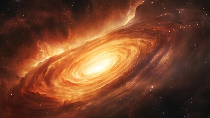 Wall Mural - fiery orange spiral galaxy swirling in space. (1)