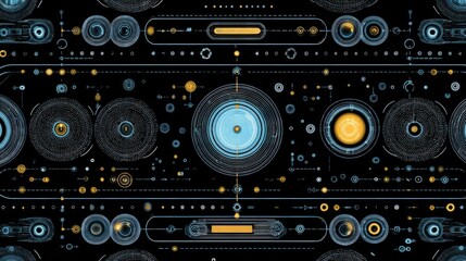 Fototapete - Futuristic abstract design with circular patterns and glowing elements