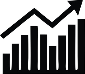 Poster - Blue and red 3d business chart with an arrow shows financial market growth and profit