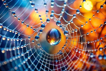 spider web with drops of dew