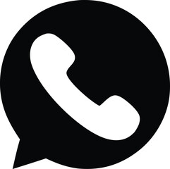 Poster - Black phone icon on a glossy metal round button symbolizes communication and contact information